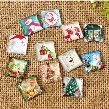 

Different Type Lovely Square Glass Mosaic Christmas Mix Pattern Photo Glass Cabochon for Jewelry Making