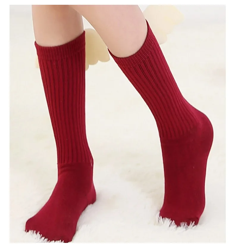 New Products Korean-style Double Needles Combed Cotton Wing Bunching Socks Boneless Seam Head Cotton Socks Children Medeum Hight