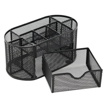 

Multifuction Stationery Desk Organizer Pen Holder Metal Mesh Desktop Office Pen Pencil Holder Study Storage Anti-Scratch