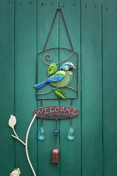 

Creative Wrought Iron Wind Chimes String Listing Welcome Sign Hanging Indoor Home Decor Accessories Yard Garden Pendant LA527
