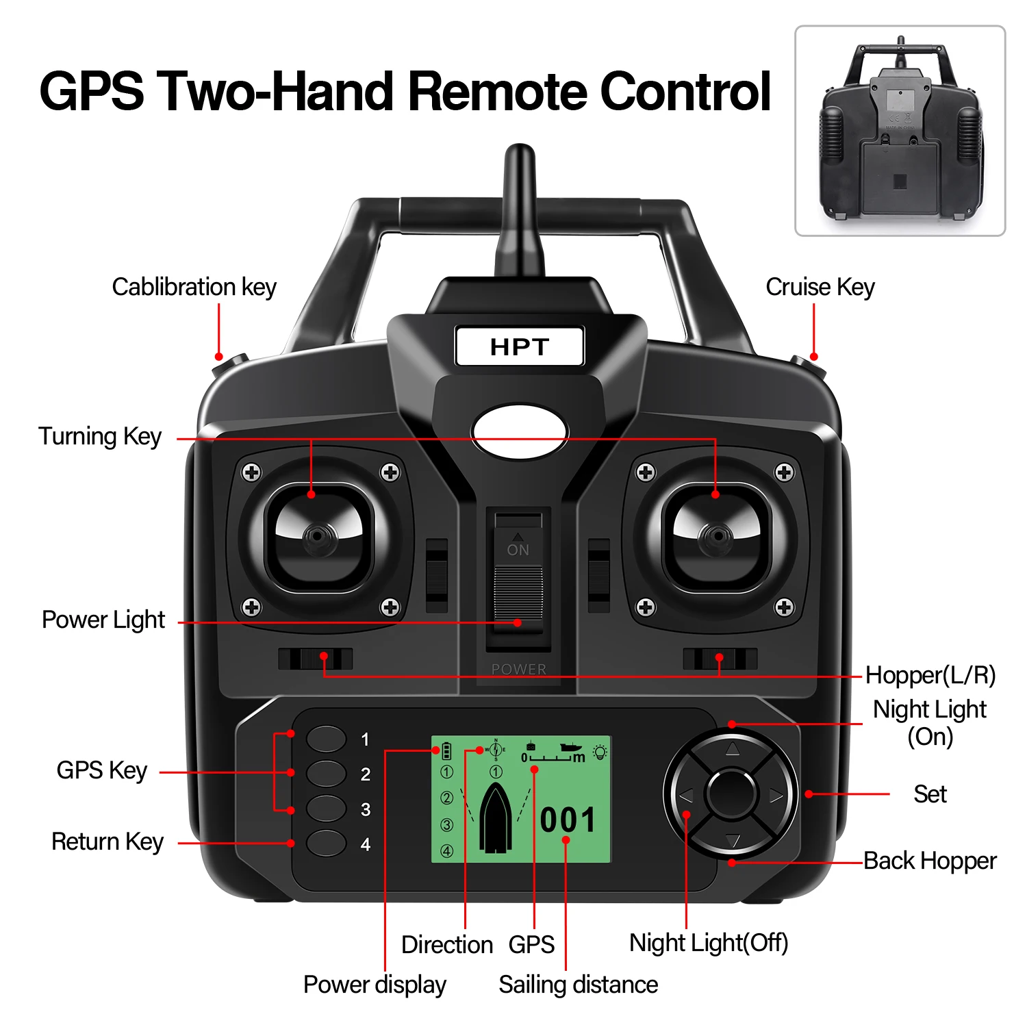 VERY100 500M Wireless RC Camo Bait Boat Hook/Bait Post 3 Hoppers 2 Motors,LCD Sensor Fishfinder,Bag,Batteries for Carp Fishing