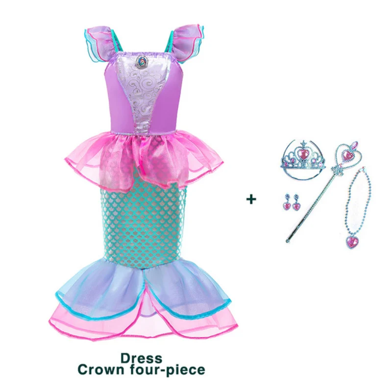 Платье принцессы «Русалочка Ариэль» для девочек; костюмы для девочек; платье Русалочки для маленьких девочек; комплекты одежды; маскарадные костюмы - Цвет: package6-q29