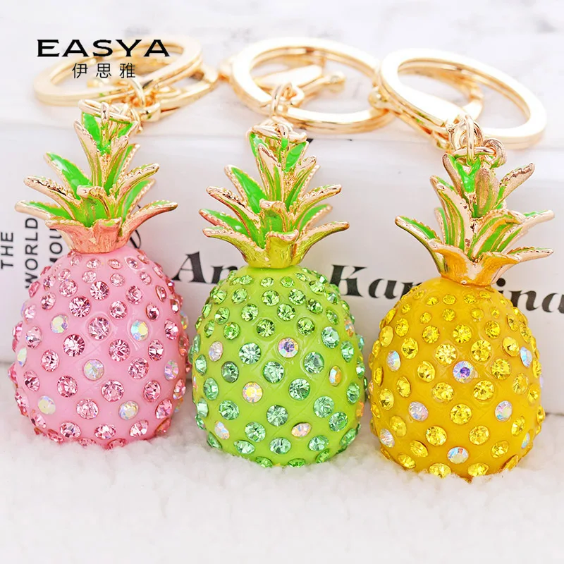 

Korean creative resin pineapple design key chain girl bag hanging decoration hot small gift car exquisite pendant