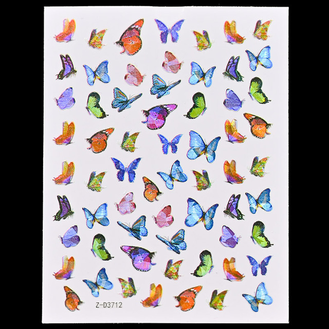 Craft Sticker 3D Nail Art Sticker Ultra-thin Butterfly Nail Art Decoration Sticker Holographic Laser Butterfly Nail Decals