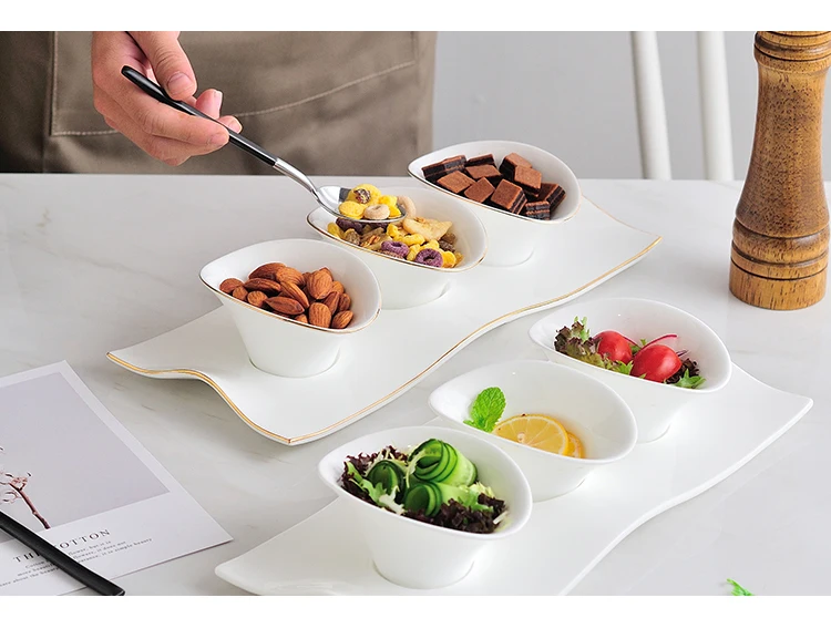 ボウル豪華なセラミックPhnom Penh野菜フルーツサラダボウルとプレート