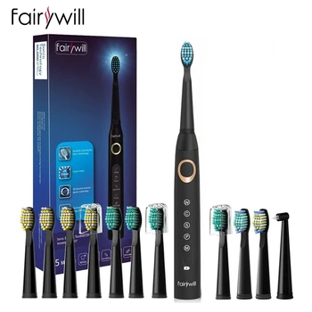 

Fairywill FW-508 Sonic Electric Toothbrush Rechargeable Timer Brush 5 Modes Fast Charge Tooth Brush 8 Replacement Brush Heads