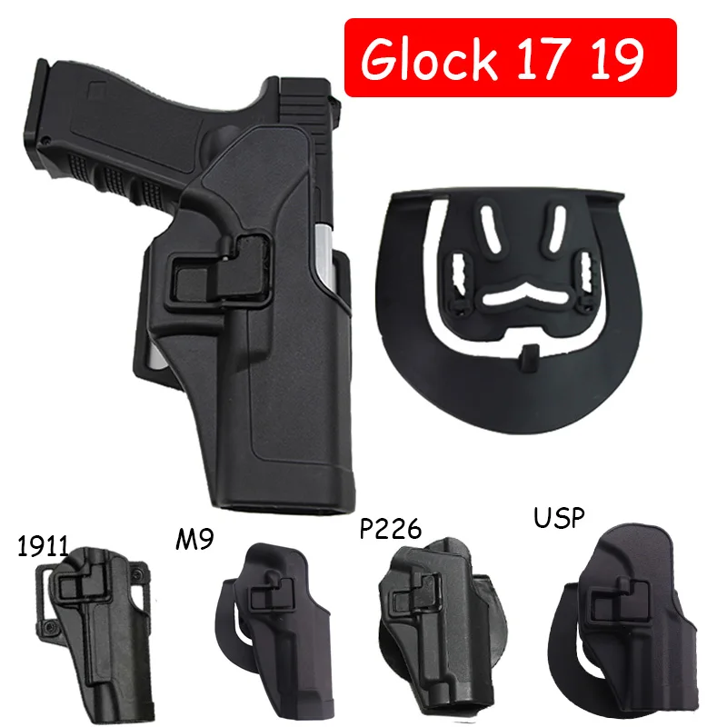 

Tactical Hunting Airsoft Holster For Glock 17 19 Colt 1911 M9 M92 P226 Combat Military Right Hand Gun Pistol Case Waist Paddle