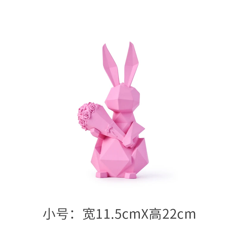 Креативный кролик форма из смолы декоративные украшения современный интерьер украшения свадебный подарок украшение - Цвет: Pink--S