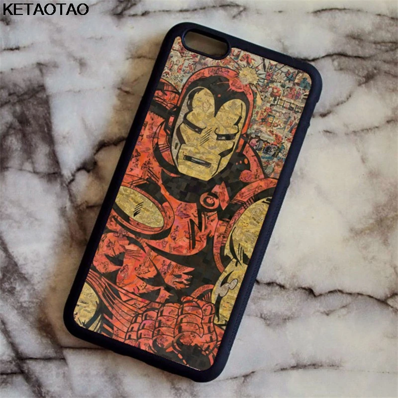 Бежевый KETAOTAO Железный человек DC комикс стиль для iPhone 4 5S 6S 7 8 Plus X XR XS MAX для samsung черный мягкий чехол для телефона резиновый силиконовый - Цвет: Бежевый