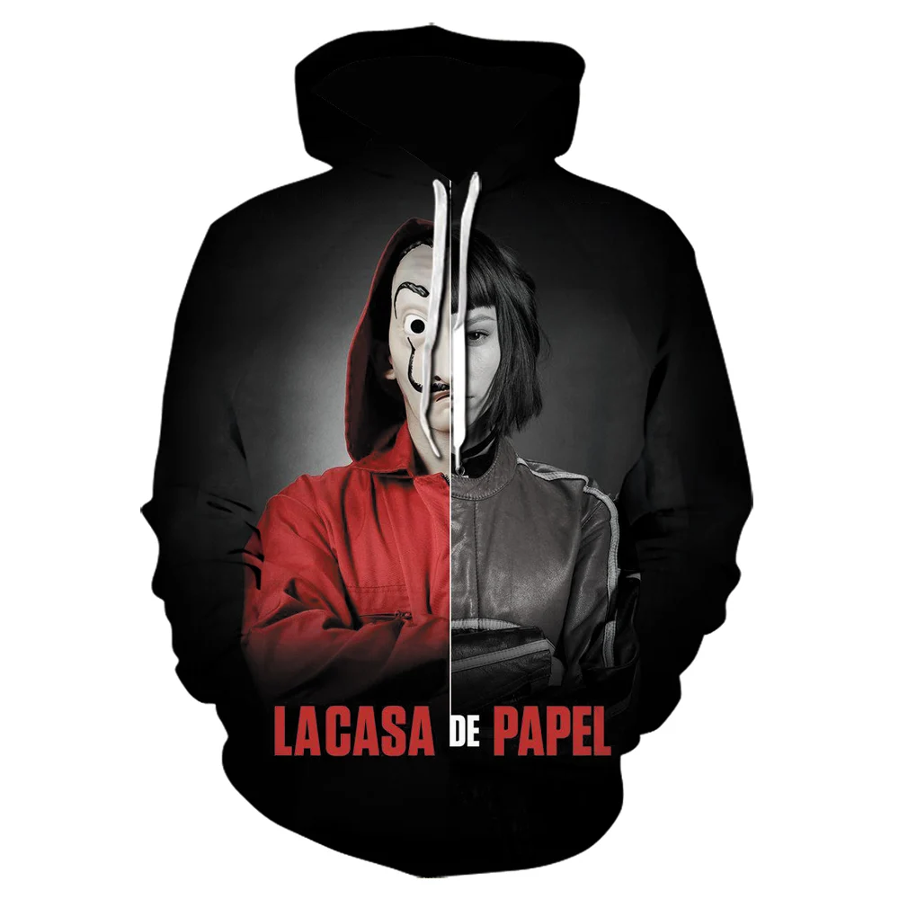 Толстовка La Casa De Papel для мужчин и женщин свитшот с 3D принтом повседневный мужской