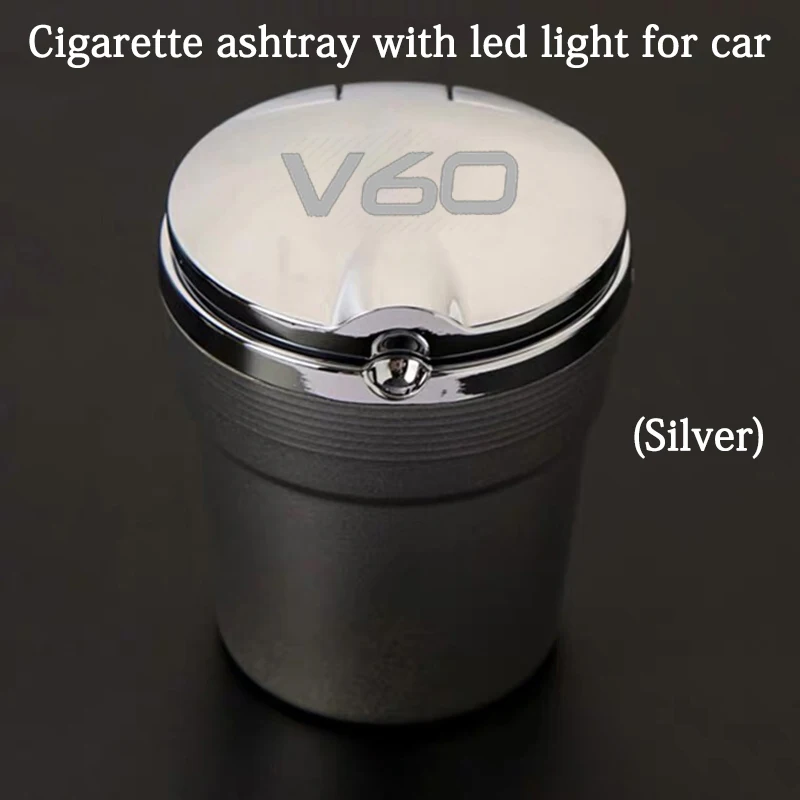 

For Volvo V60 Universal Car Ashtray With Led Lights With Cover Creative Personality Covered Car Inside accessories Car Supplies
