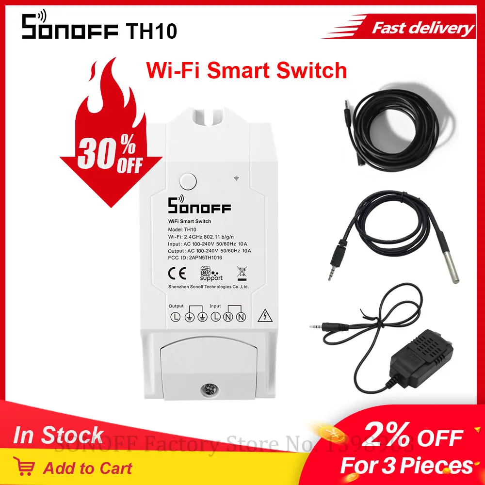 Itead SONOFF TH10 Wifi умный переключатель беспроводной с датчиком контроля температуры и