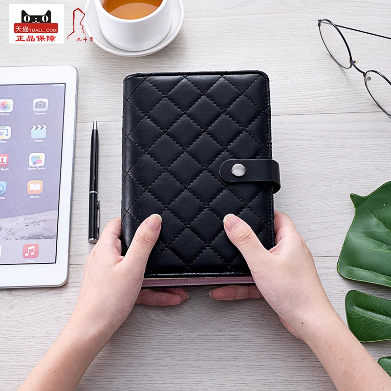 Vintage Leather Diary Travel Journal Notebook Mini Pocket Refillable Ring Binder A6 A5 Kawaii Black Quilted Planner | Канцтовары для