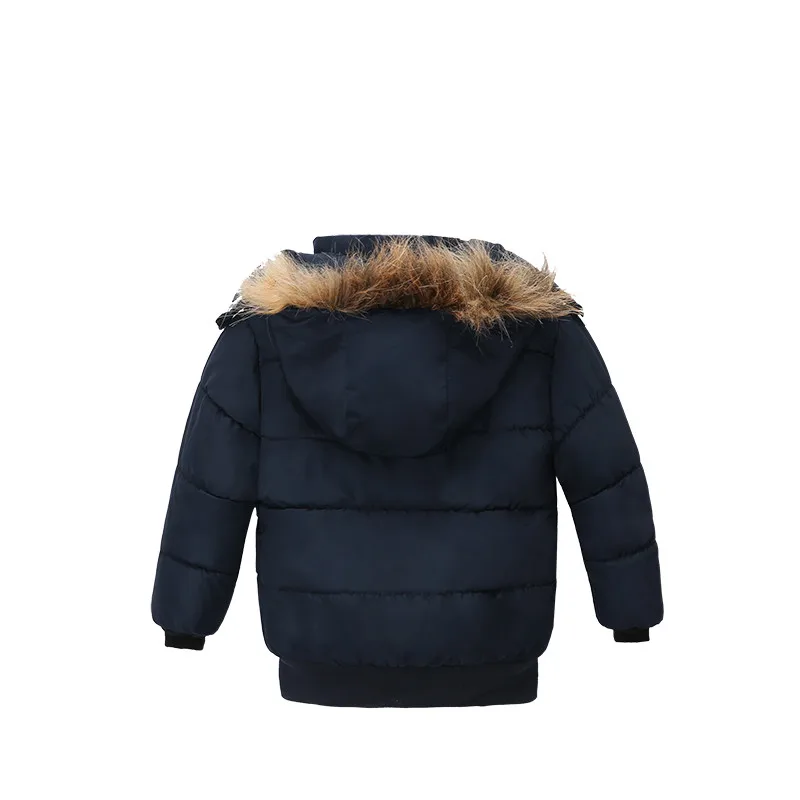 Зимние пальто для маленьких мальчиков и девочек г., зимняя плотная теплая куртка с капюшоном на молнии для девочек, плотное однотонное детское зимнее пальто осенне-черное