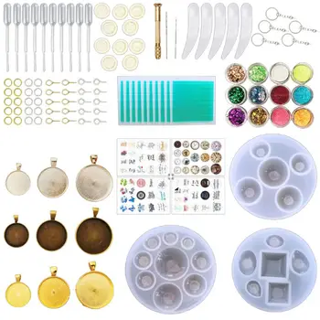 

1 Set Silicone Mold + Pendant Frame Round Base Holder Necklace Jewelry Making