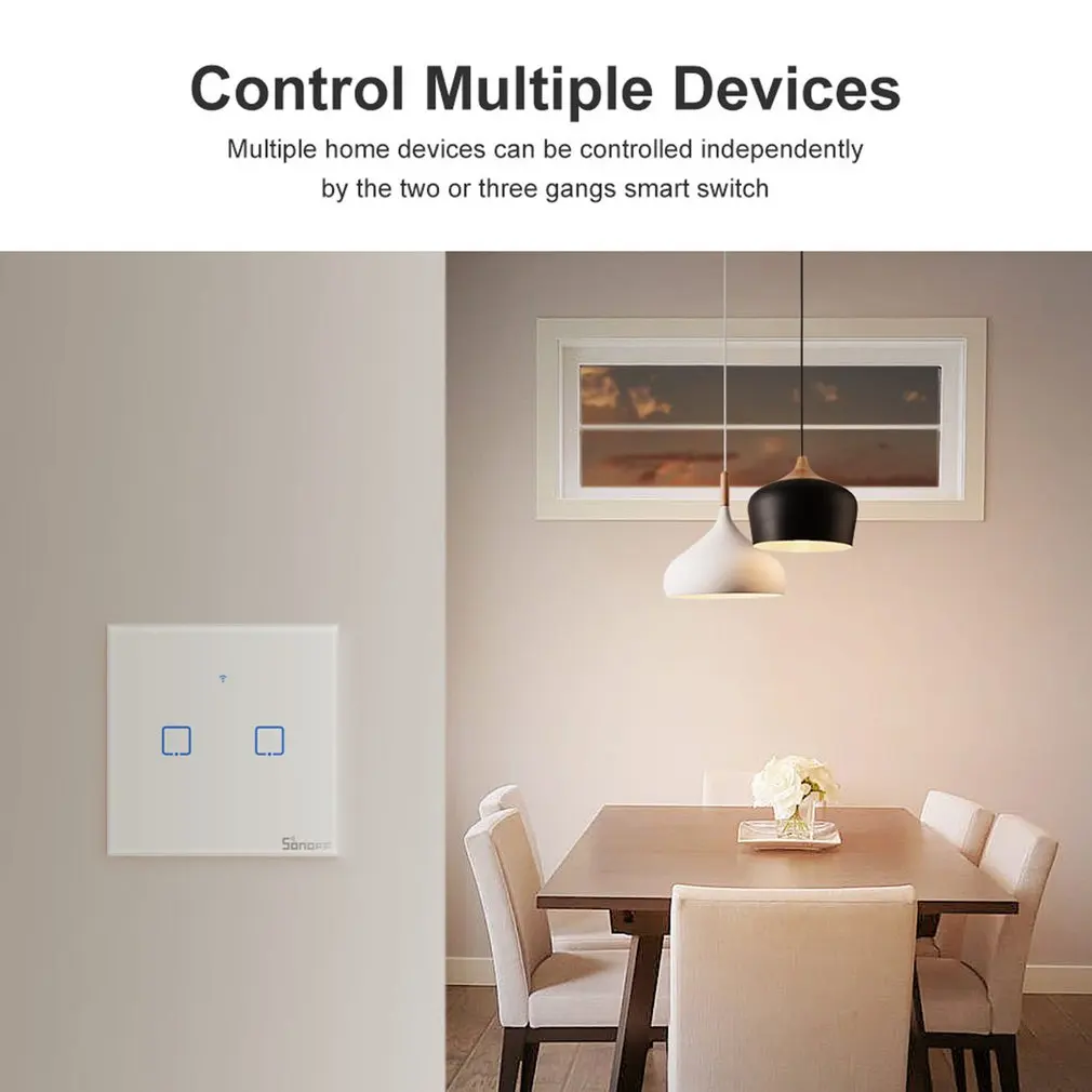 

T0/T1/T2/T3 EU PLUG TX Wifi Touch Wall Light Wireless Switch Smart Home 1/2/3 Gang Voice/APP Remote Control With Alexa Google