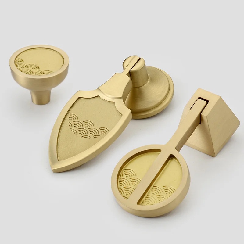 

Drawer cabinet door new Chinese pure copper handle modern simple cabinet small handle single hole gold light luxury