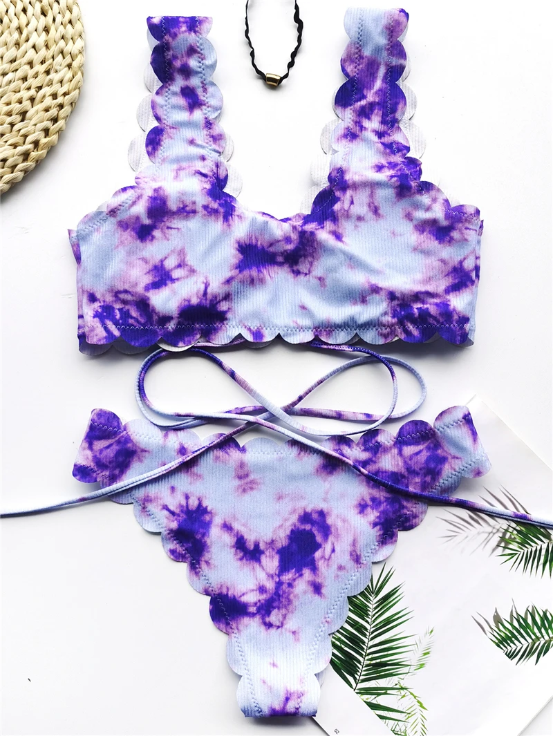 2020 Sexy Bikinis Swimsuit Women Bandage Printing Swimwear Underwire Bikini Set Tie-dye Gradient Bathing Suits Summer Beach Wear