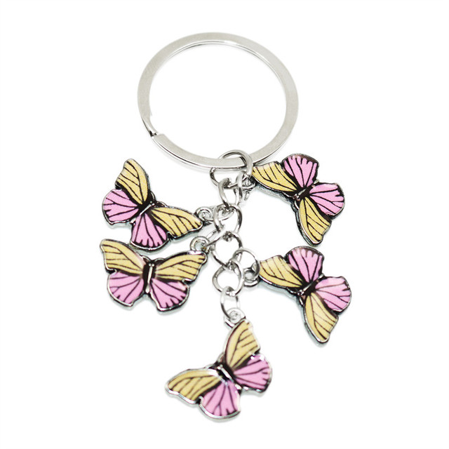 Styles Enamel Colorful Butterfly Pendant Keychain Insects Car Key Rings Women Bag Accessories Jewelry Christmas Xmas Gifts