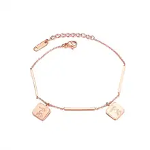 Розовое золото цвет розовый браслет для женщин Мода нержавеющая сталь манжеты ручной ювелирные изделия подарок Прямая поставка Расширенная цепочка