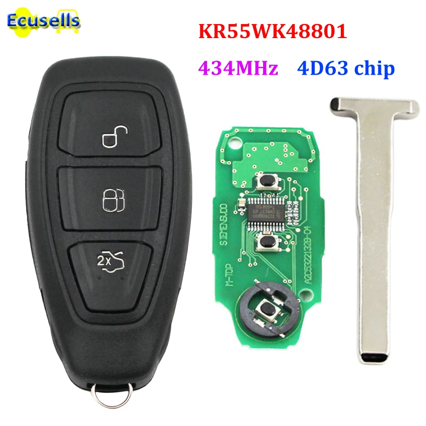 Интеллектуальный полный дистанционный ключ 434 МГц ID83 4D63 чип для Ford Kuga Focus C-Max Mondeo