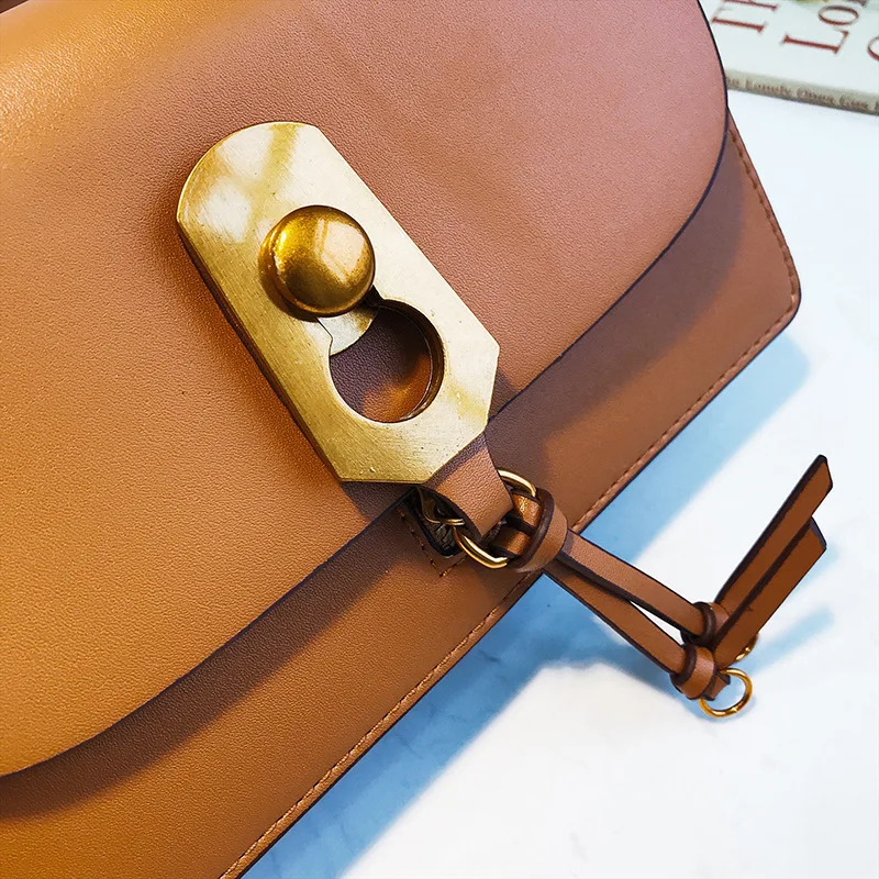 

Korean-style Stereo Stereotypes Square Sling Bag Lock Double Bib Fashion Shoulder Oblique Handbag
