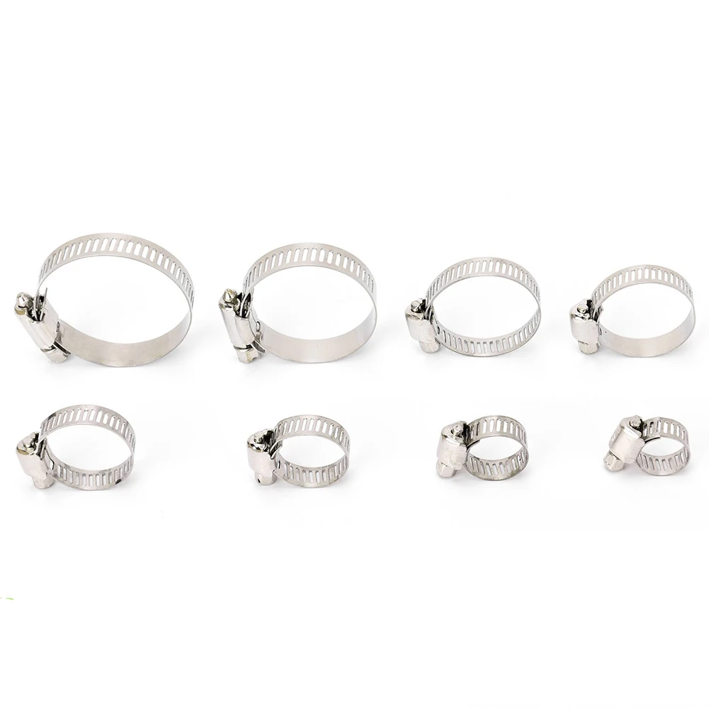 

80Pcs Worm Drive Anti-oxidation Fasteners Clips Pipe Clamp Gear Single Ear Fitting 8-44mm Fuel Line Hose Tube Stainless Steel