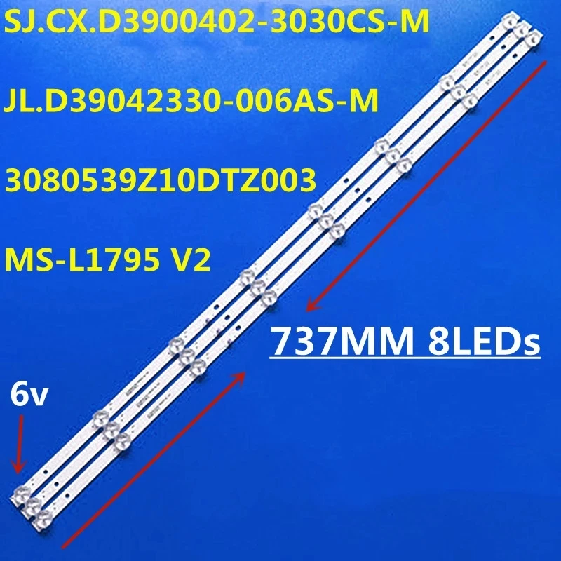 

3PCS LED Backlight Strip For MS-L1795 V2 SJ.CX.D3900402-3030CS-M JL.D39042330-006AS-M_V01 CX390DLEDM H39D7100E Tf-led40s82t