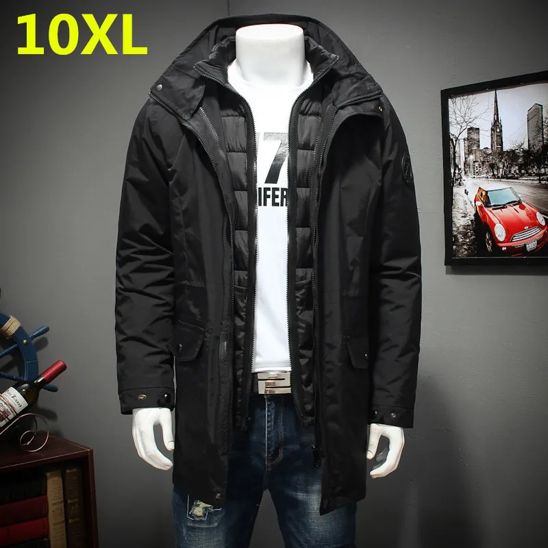 

new plus size 8XL 7XL 6XL Waterproof Winter Jacket Men Warm 2 in 1 Parkas Windproof Detachable Hood Winter Coat large big size
