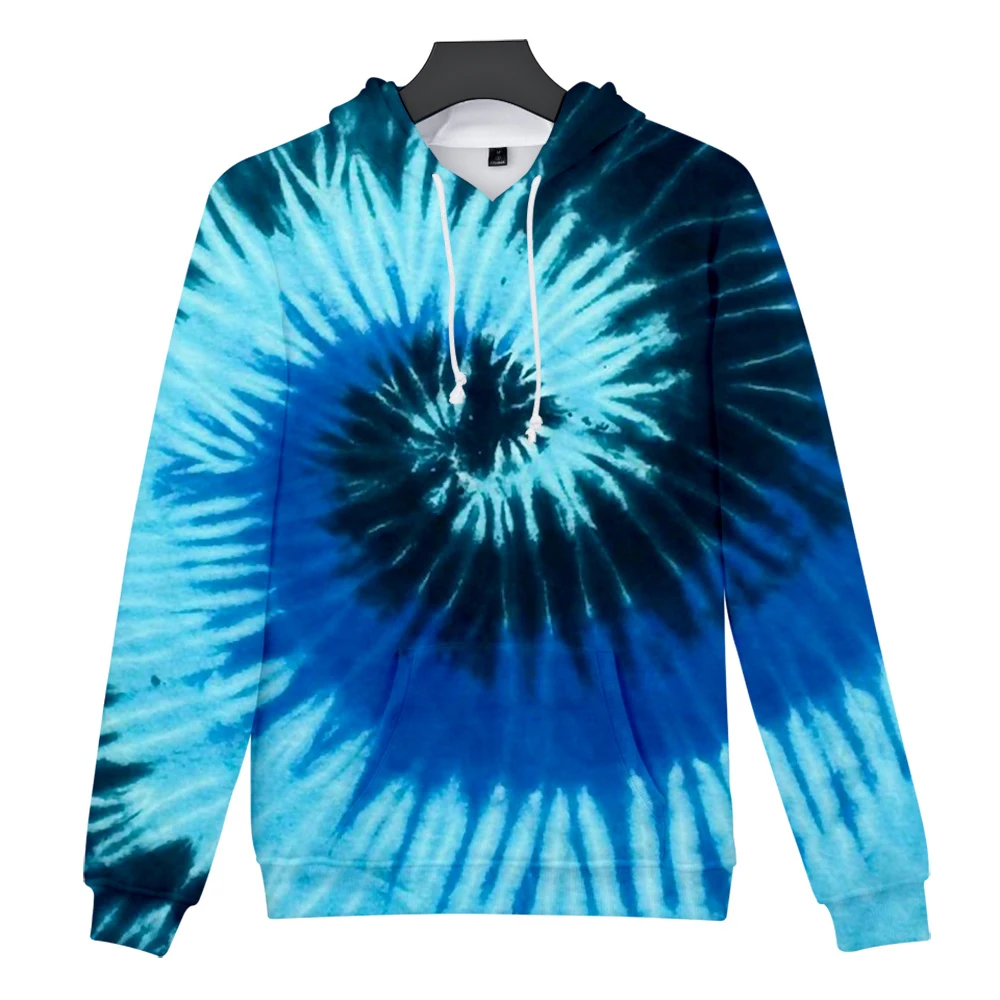 Осенняя удобная толстовка с 3D принтом tie-dye, Мужская/Женская Повседневная Синяя толстовка с 3D принтом tie-dye, зимняя уличная одежда
