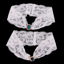 Набор из 2шт белого кружева Кристалл Стразы ноги подвязки бедра кольцо свадебные аксессуары