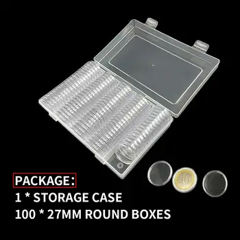 

27mm Coin Storage Box Commemorative Coin Collection Box Coin Transparent Display Box 1 Storage Case And 100 27mm Round Boxes