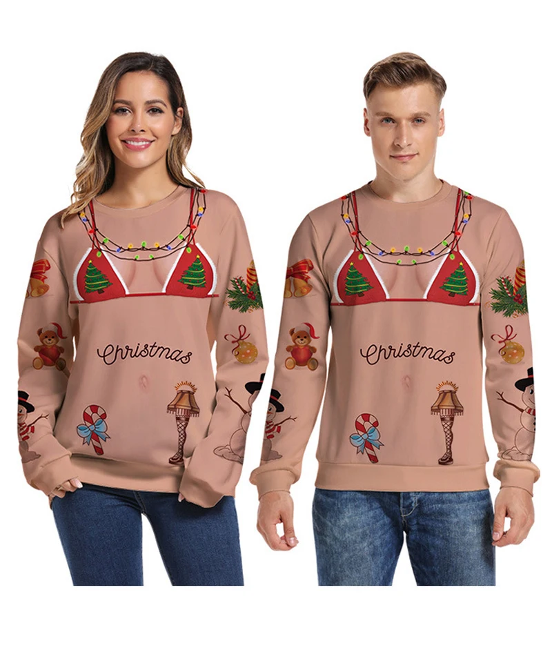 Уродливый Рождественский свитер для женщин/мужчин Kersttrui Pull De Noel Свободный пуловер 3D мультфильм косплей Зимние Топы Одежда Джерси Mujer