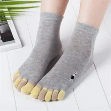 Женские носки с пятью пальцами, с рисунком кота, теплые, лоскутные, дышащие, хлопковые, носки с пальцами, Harajuku, с рисунком, забавные носки, удобные, skarpetki