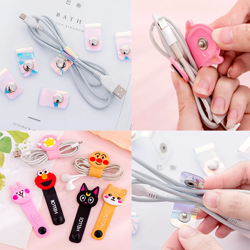Cord-Winder Clip-Charger Manager-Management-Wire-Holder Phone Desktop Transparent Silicone