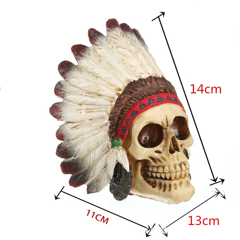 Indian skull VILEAD индийский череп фигурки изделия из смолы животное Череп реквизит бар Хэллоуин украшение счетчик Домашняя Декоративная скульптура подарки - Цвет: Indian skull