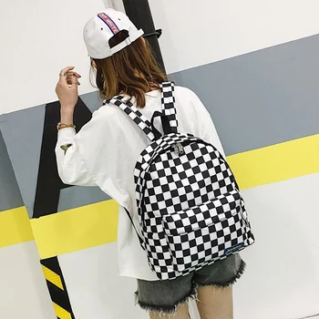 

2019 unisex plaid nylon female home travel backpack laptop bag school bag Feminina school casual rucksack lady bag Rugzak