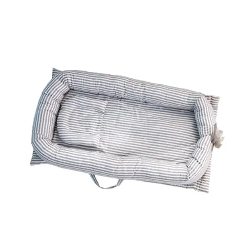 gray stripes Детская кроватка-гнездо переносная Съемная детская кроватка дорожная кровать для детей Младенческая Детская Хлопковая Колыбель для новорожденных бампер - Цвет: gray stripes