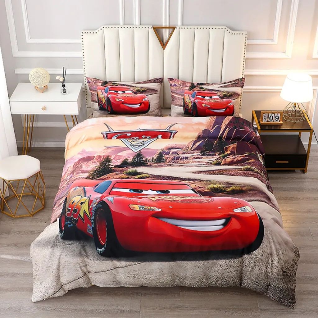 Disney 95 Mc Queen Car Bedding Set Duvet Cover Pillowcases for Baby Children Boys Adult Bedclothes Birthday Gift 2021 Newest | Дом и сад