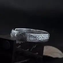 Чистое серебро S999 Серебряный Лотос открытие винтажный браслет(YRT