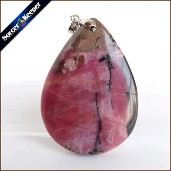 

Natural Stone Real Rhodonite Stone Bijoux Vintage Diy Beads Pendant Costume Jewellery Women's Charm Necklace with Gift Box ZS437