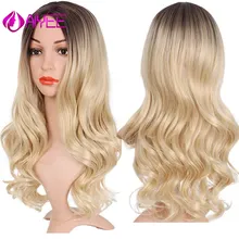 AIYEE 2" 22" блонд парик длинный прямой Омбре черный фиолетовый зеленый цвета синтетический парик Средняя часть термостойкая косплей волна