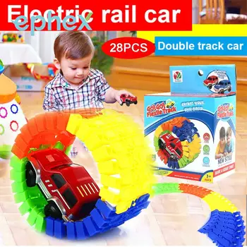 

Ephex Cute Plastic Toy DIY Track Car Electric Puzzle Christmas Gift Electric Rail Car Cool Set Game Kids