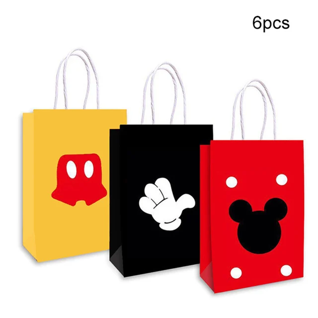 Mickey Mouse Theme Party Banner Party 6 People Disposable Plate Napkin Cup Cake Toppers for Kids Favor Flag Decoration Gifts Paper bag 6pcs