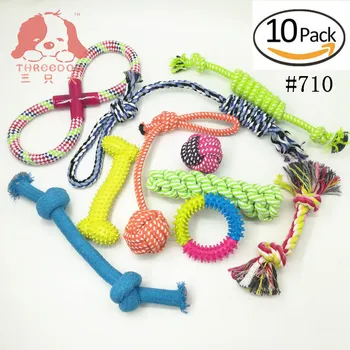 

4/5/10pcs Pets dogs pet supplies Pet Dog Puppy Cotton Chew Knot Toy Durable Braided Bone Rope Funny Tool (Random Color )
