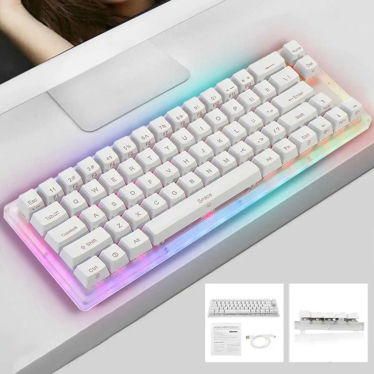 66 key Custom Mechanical Keyboard Gateron Switch Kit 65% 66 PCB CASE 16.8 Million Support Lighting Effects with RGB Switch Led