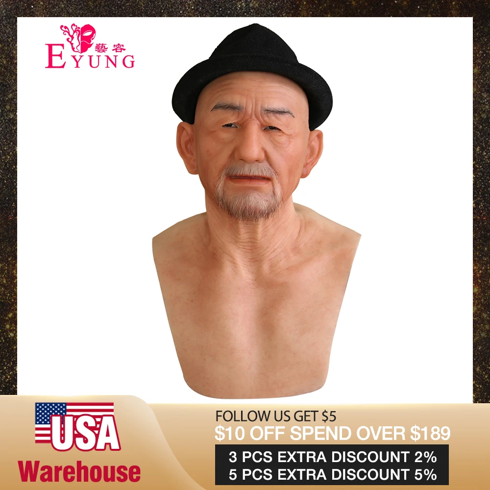 Best  EYUNG Old William good quality realistic silicone masks old man masquerade for April Fool's Day ful