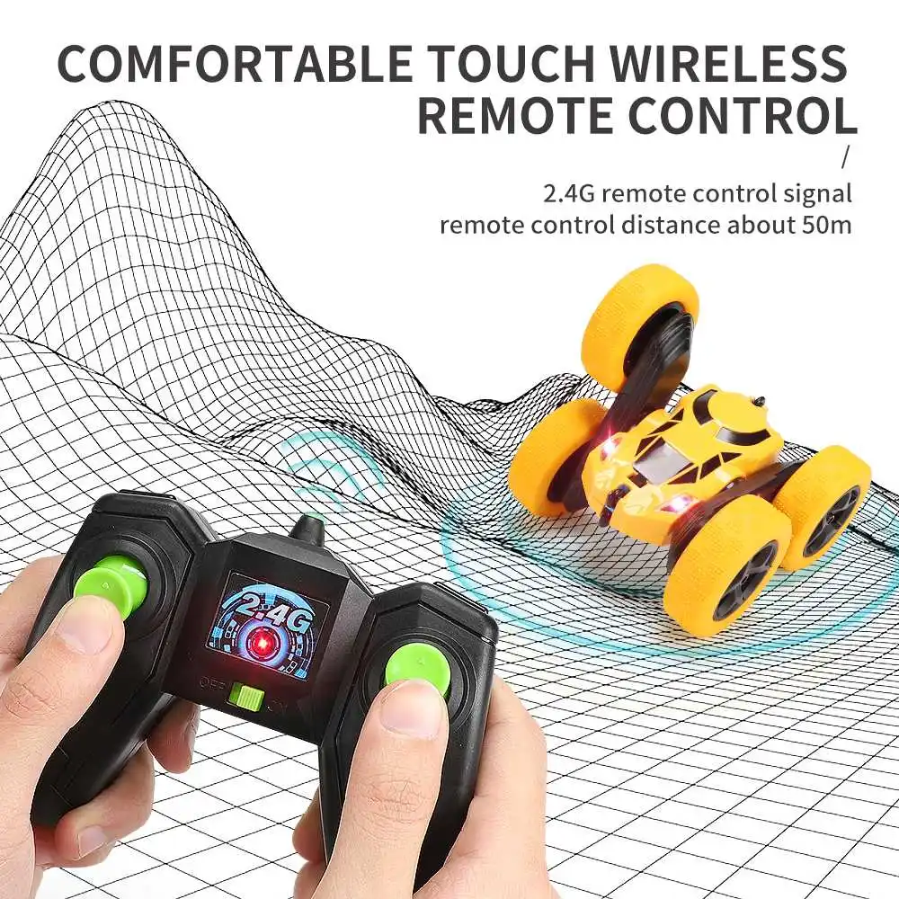 828A 1/24 2.4G 4CH Remote Control RC Car Stunt Drift Deformation Tracked Rock Crawler 360 Degree Flip Kids Vehicles Indoor Toys