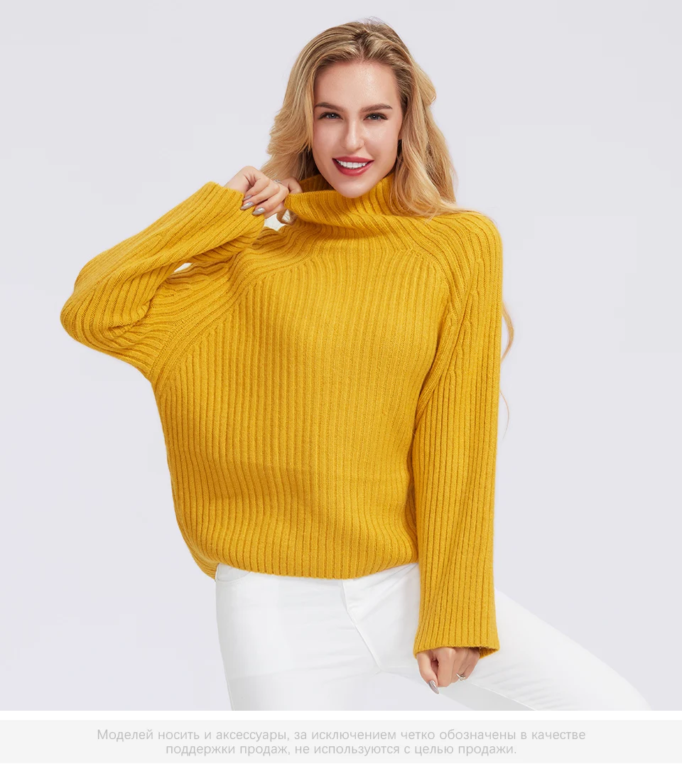 Miegofce women's winter autumn semi-sweater women's high collar sweaters female knitted solid color polyester sweater