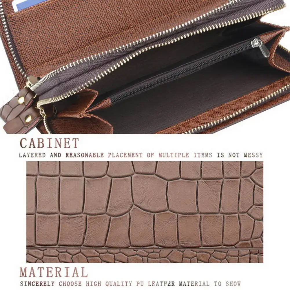 Hot Selling PU Leather Wallet for Men Large Capacity Purse with Multi Card Slot Zipper-B5